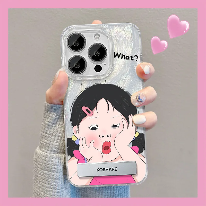 For iphone 15 promax phone case iphone14 Funny Girl stand iphone13 Feathered iphone12 Cute iphone12 Pro cartoon iphone11 Soft