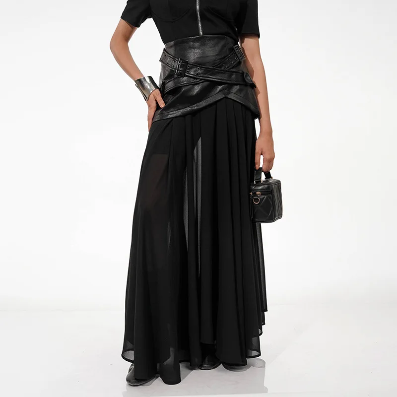 

Новое поступление, женская сетчатая кожаная юбка, модная черная однотонная юбка