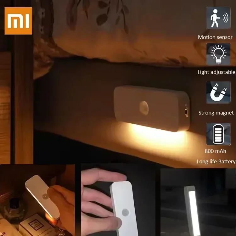 

Xiaomi Wireless LED Night Light With Motion Sensor USB Rechargeable Light Bulb Long Life Battery Lamp For Room Kitchen Cabinet