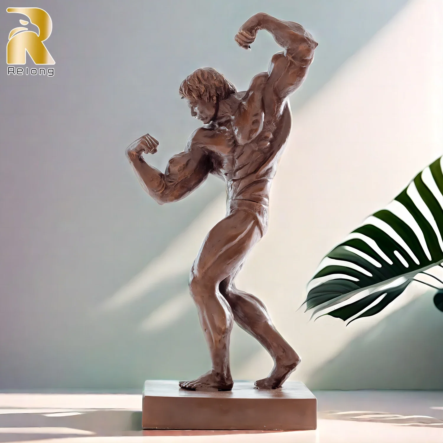 Large Bronze Muscular Man Statue Bronze Western Male Body Builder Art Sculpture Famous Muscle man Statues For Decor Craft Gifts