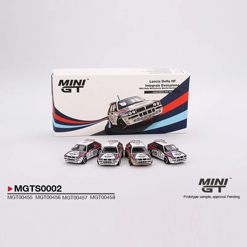 

TSM MINI GT 1:64 #455#456#457#458 Limited edition Lancia four-car set DeltaHF alloy car model collection