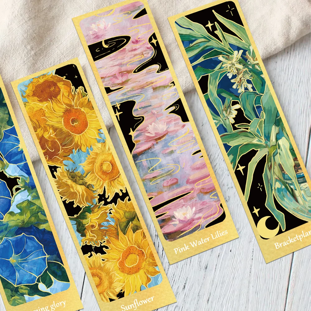 30pcs oil painting floral bookmarks student reading book page book marking paper card notebook book page marking bookmarks