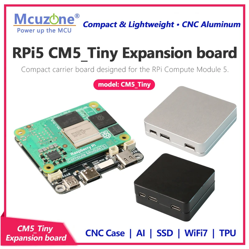

Raspberry Pi CM5_Tiny Expansion board,Compact & Lightweight ,CNC Aluminum Case