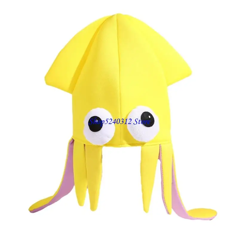 

634C Cartoon Devilfish Costume Hat For Kids Adults Role Play Party Accessory Soft Fabric Design Multiple Occasion