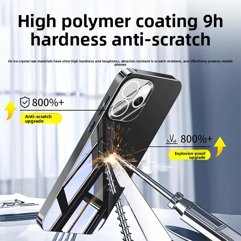 ينطبق ممن لهم رينو 15 برو حالة الهاتف المحمول الجليد كريستال الكهربائي تبديد الحرارة المضادة للسقوط الغطاء الواقي