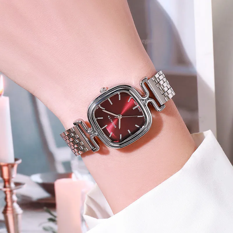 Fashion Luxury Square Women\'s Watches Brand Ladies Quartz Wristwatch Classic Silver Simple Femme Steel Band Relogio Feminino