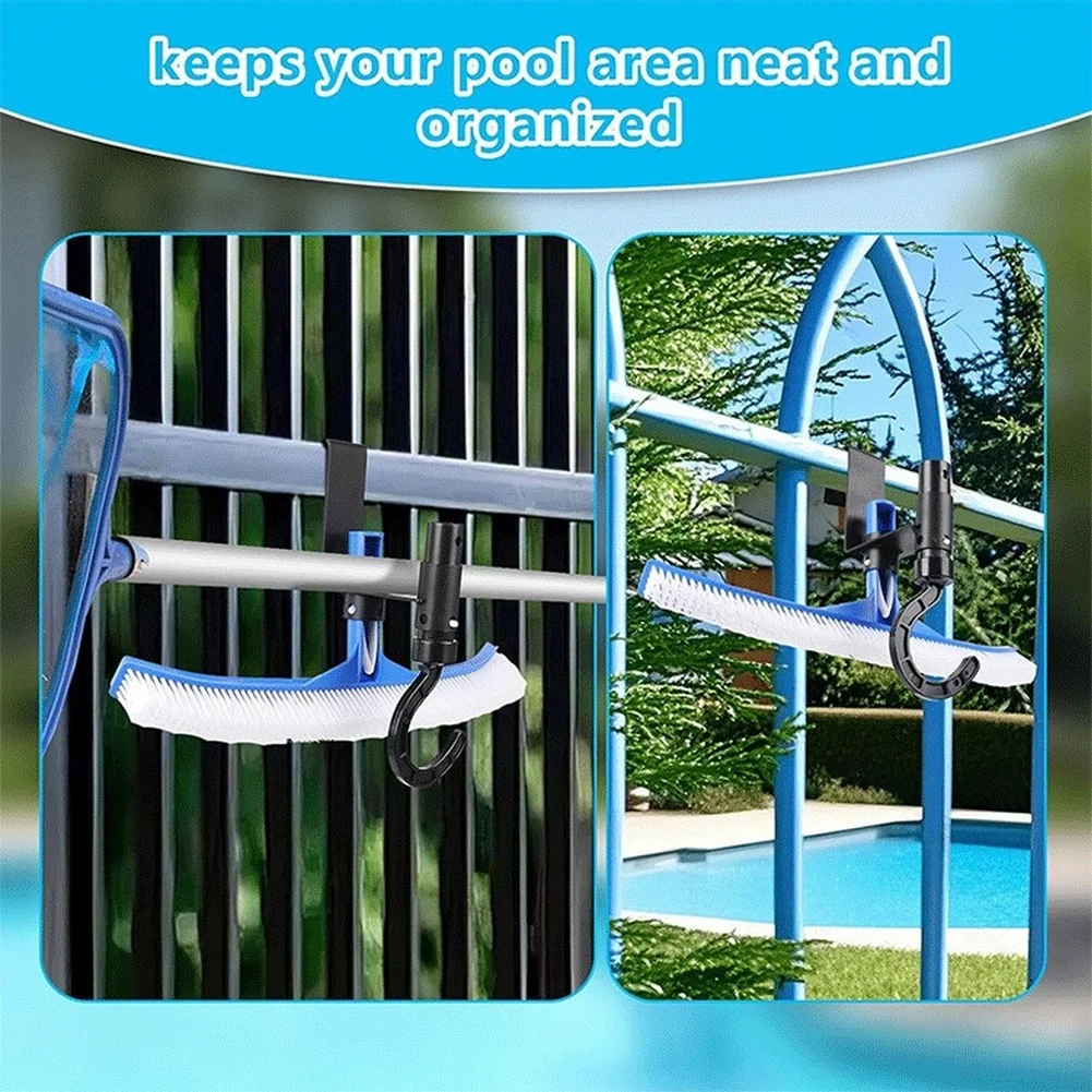 Pool Cleaning Tool Holder 2Pcs Strong Metal Fence Hooks For Swimming Pool Brush Skimmer Vacuum Storage Rack