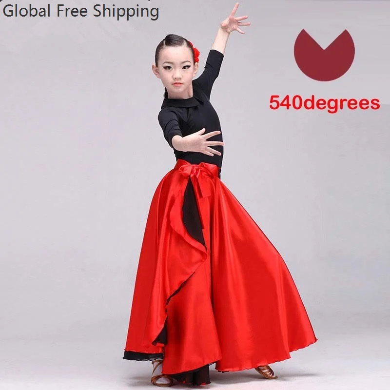 Hiszpańska spódnica flamenco szal damska dla dorosłych sevillana taniec występ czarna plus size dziewczęca satynowa sukienka balowa karnawałowa baleriny