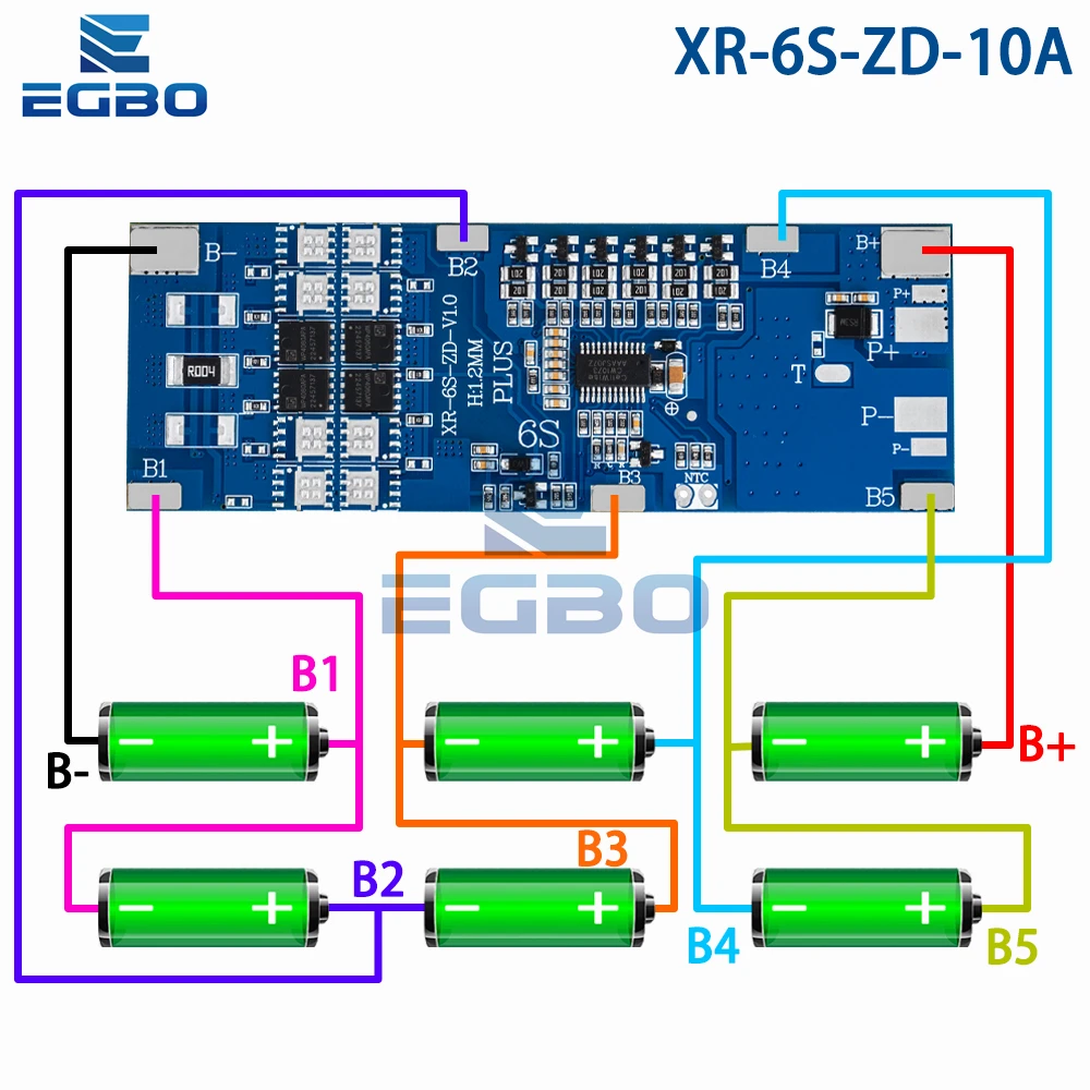 6S BMS 10A 20A 30A 22.2V litowo-jonowy płyta ochronna ładowania 18650 z zabezpieczeniem równowagi i kontroli temperatury