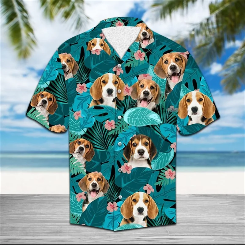 Funny Dog Face 3D Print Hawaiian Shirt For Men Summer Cool Short Sleeve Women Floral Shirts Children Cute Beach Hawai Shirt Top