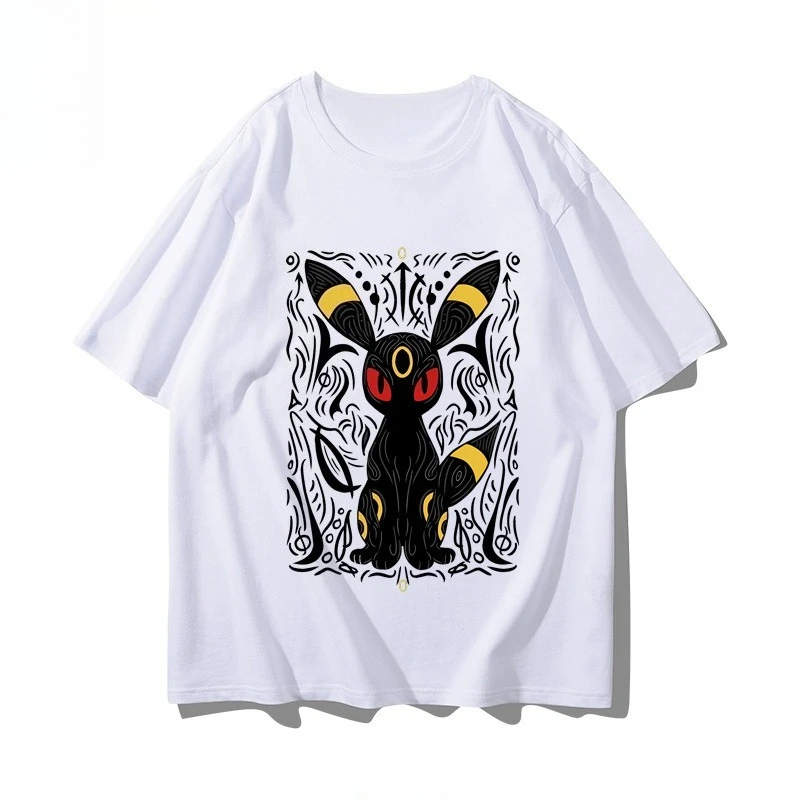Camiseta estampada pintada a mano de Pokémon Game Umbreon para hombres y mujeres, novedad de verano 2021, pantalón corto informal holgado Harajuku, Top de manga