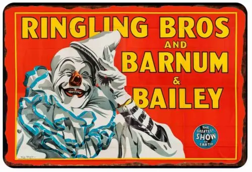 Ringling Brothers Circus Vintage Poster 1930s  All Metal Tin Sign