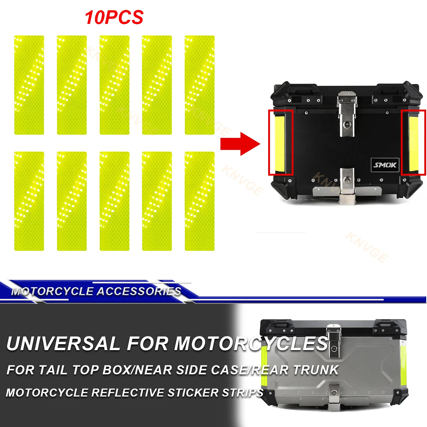 

Motorcycle Reflective Sticker Strips Tail Top Case Rear Trunk Side Box Night Safety Warning Strip Anti-collision Decorative