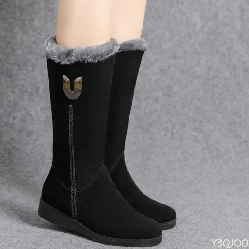 Inverno versátil botas de neve femininas grossas moda botas femininas anti deslizamento quente lazer confortável zíper lateral botas de algodão