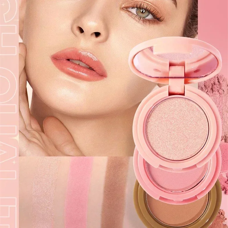 Set regalo tavolozza trucco tutto in uno, fard abbronzante evidenziatore 3 in 1 con glitter per donna, kit trucco perfetto