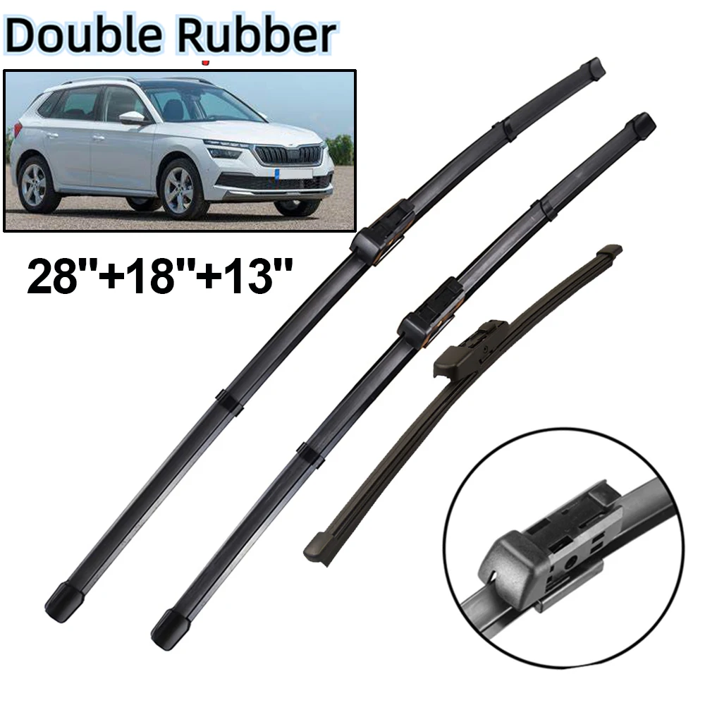 

LHD Front & Rear Wiper Blades Set For Skoda Kamiq 2019 - 2023 Windshield Windscreen Window Car Brushes 28"+18"+13"