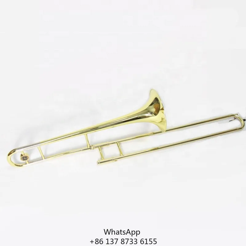 

High Quality Tenor Trombone Brass Instrument Tenor Trombone Gold Lacquered Bb Tone Tenor Trombone With Case