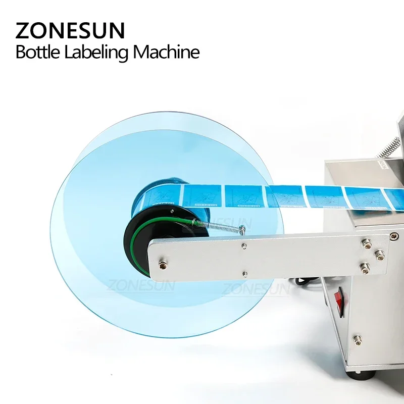 ZONESUN-máquina etiquetadora de botellas de PET, semiautomática, redonda, LT-50, dispensador de etiquetas, maquinaria