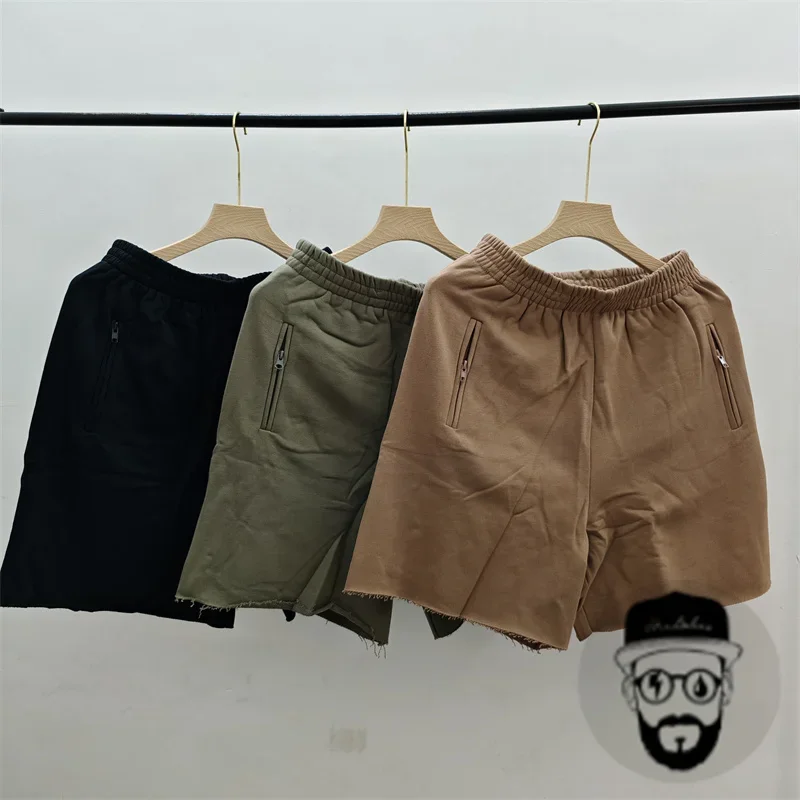 Free shipping pure cotton men's shorts, solid color Kanye loose fit Jogger Gym sports shorts men shorts
