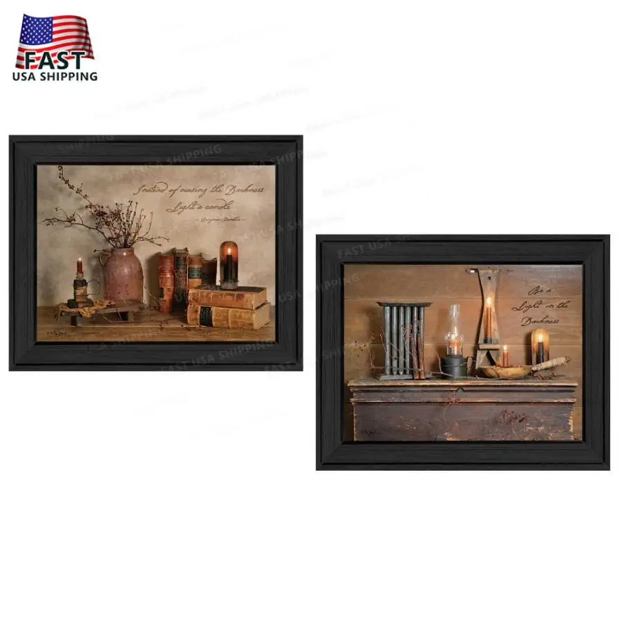 Modern Framed Wall Art Candles for Living Room Bedroom Farmhouse Decoration