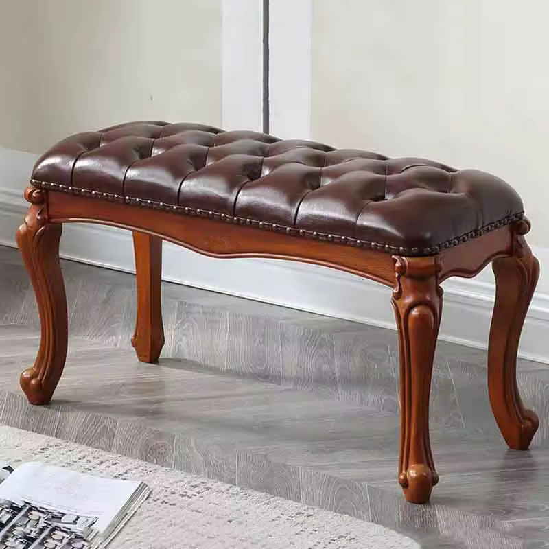 Nordic Solid Wood and Leather Bench