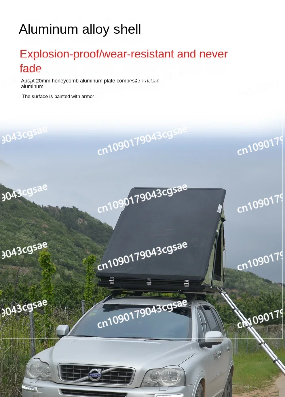 Honeycomb Aluminum Plate Light and Thin Roof Tent Upgraded Version, Large Space, Car