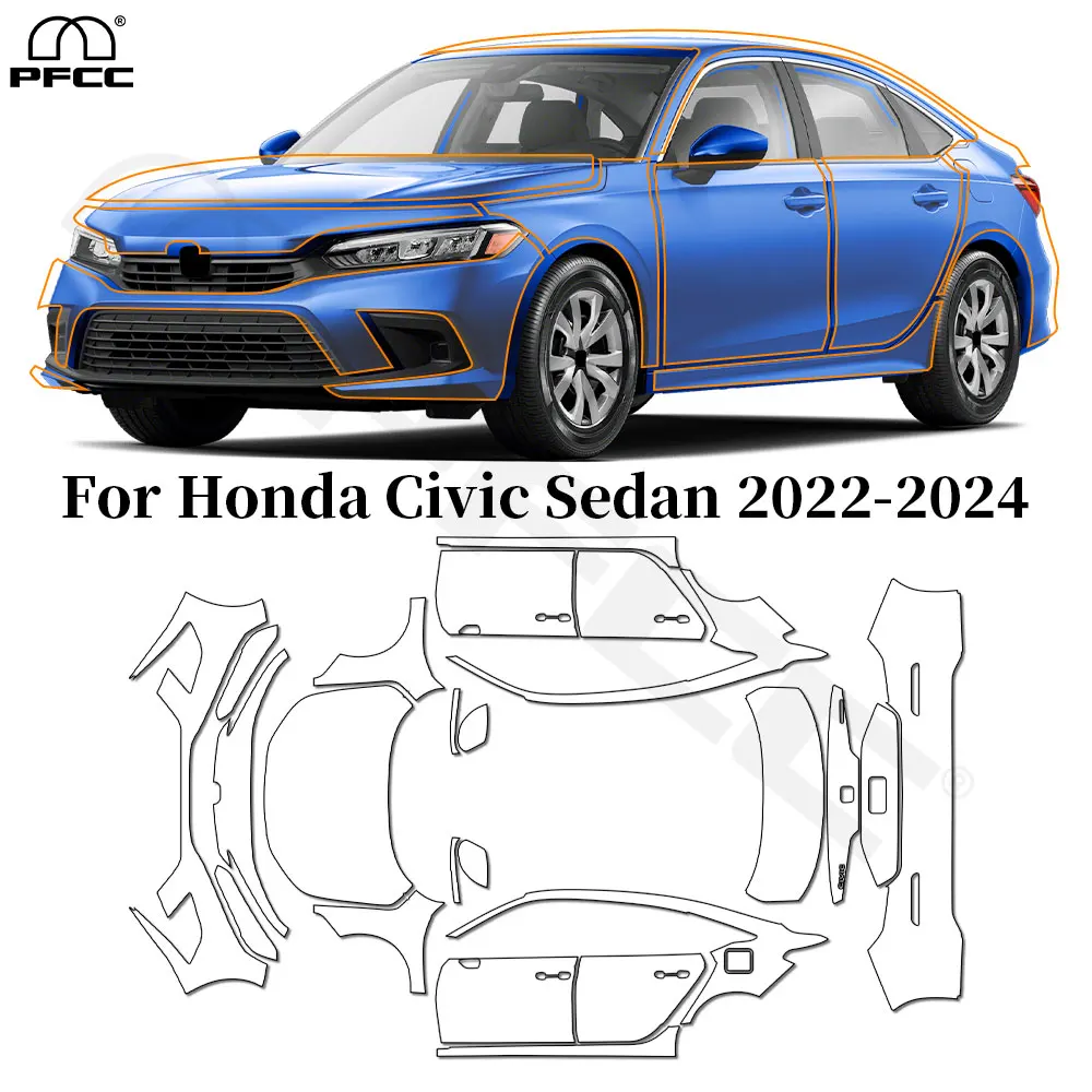 

For Honda Civic Sedan 2022-2024 TPU Paint Protection Film Car Body Bra Anti-scratch Protective Kit Clear PPF Car Accessories