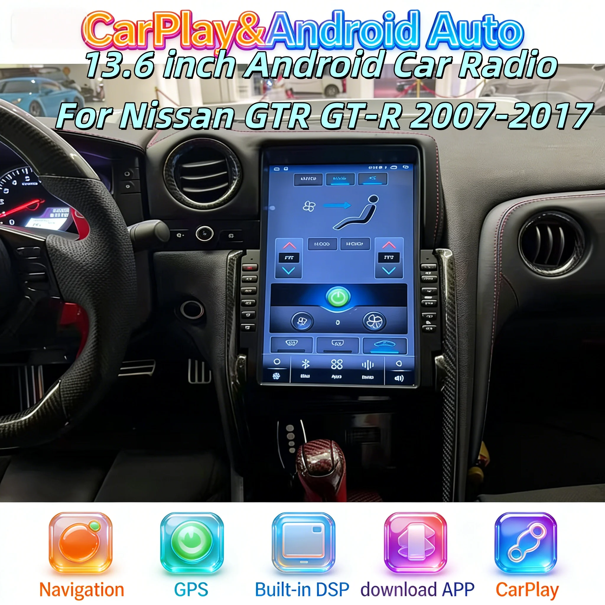 

13.6" Android 14 CarPlay Auto 4G Car Radio For Nissan GTR GT-R R35 2007 2009-2017 Screen Multimedia Stereo Player GPS Head Unit