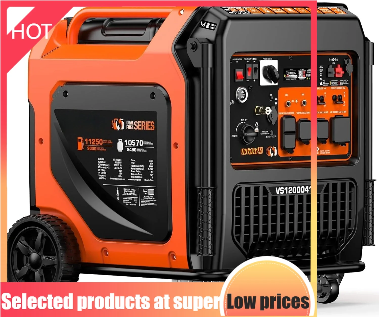 

Competitive Item-11250 Wattages Dual Fuel Portable Inverter Generator Super Quiet Gas Propane Powered Remote/Electric Start Outd