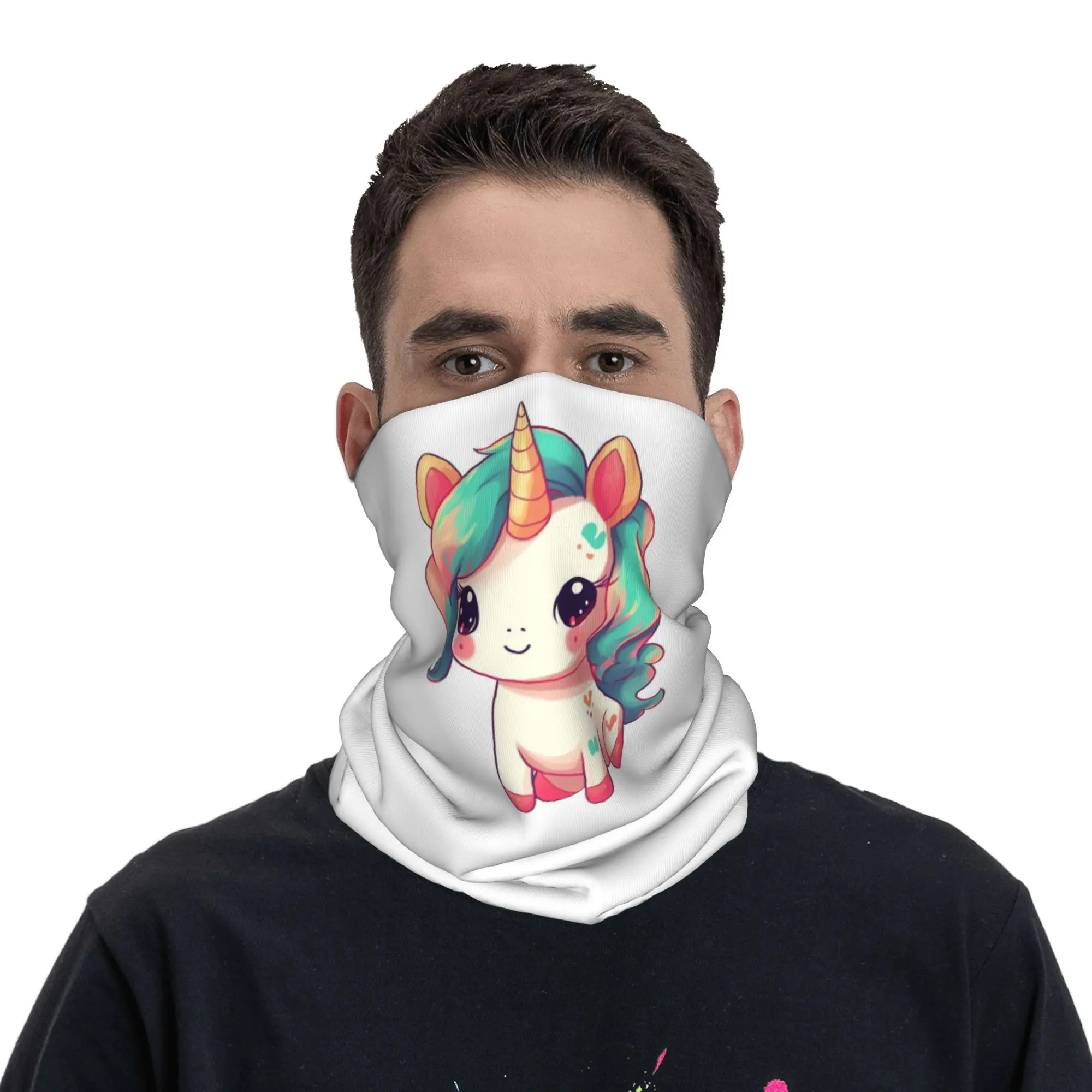 

Cute Cartoon Unicorn Bandana Neck Cover Printed Mask Scarf Multi-use Face Mask Hiking Fishing For Men Women Adult Breathable