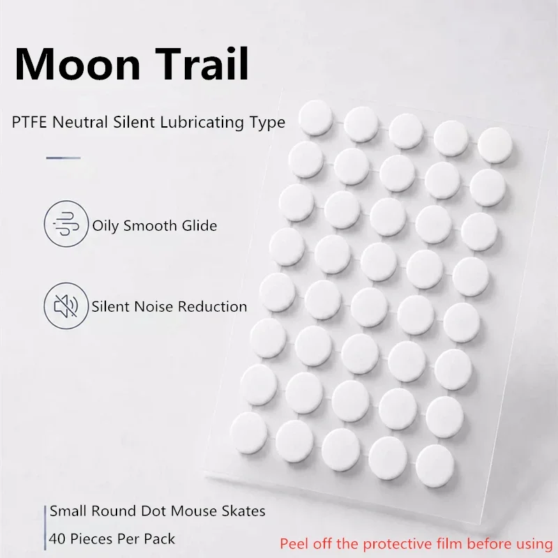 BlueNight Lab Moon/Star Trail 6mm PTFE Silent Mouse Feet Skates 40Pcs Universal DIY Oil Smooth Glide Dots Ultra-Fast Glides