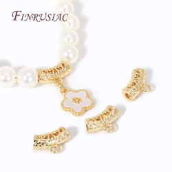 18K Gold Plated Curved Tube Spacer Beads Pendant Charms Bail Brass Metal Bail Beads Connector DIY Jewelry Accessories Wholesale