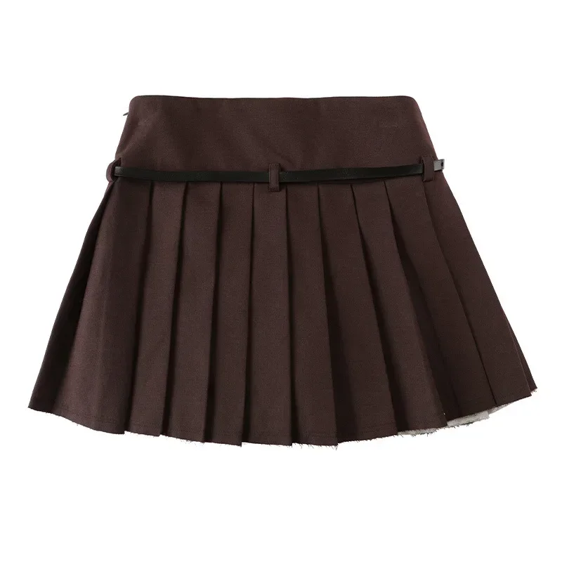 Pop NEIHE Distressed Fringe Leather Belt Preppy Style Plaid Mini Dress For Women Autumn 2023 Fashion Trend Female Clothing