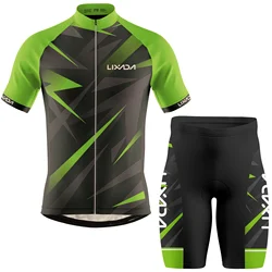 Lixada Men Cycling Jersey Breathable Short Sleeve Bike Shirt and Padded Shorts MTB Bicycle Clothing Suit