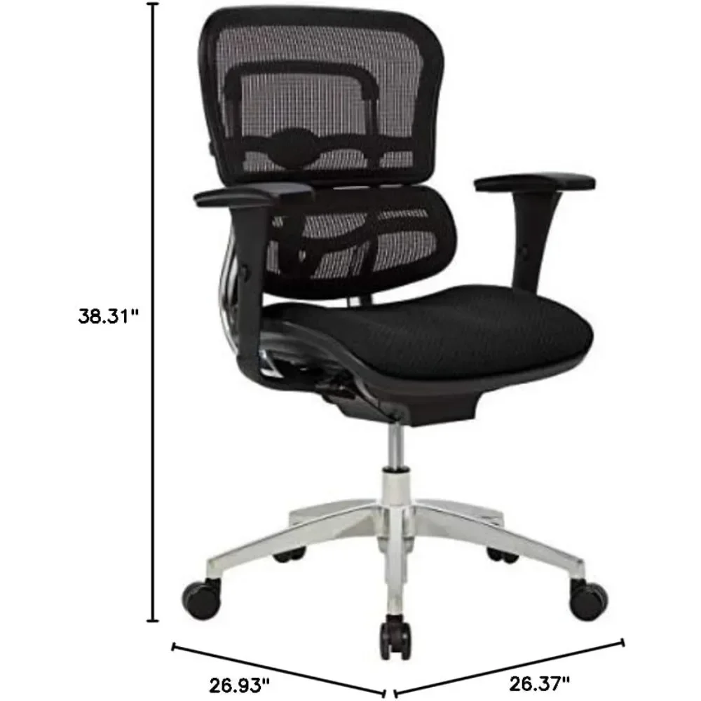 12000 Series Ergonomic Mesh/Premium Fabric Mid-Back Chair, Black/Black, BIFMA Compliant