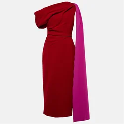 Customized Off Shoulder Asymmetric Neckline Satin Sheath Prom Dress Elegant Back Zipper With Cloak Ankle Length Gown For Women