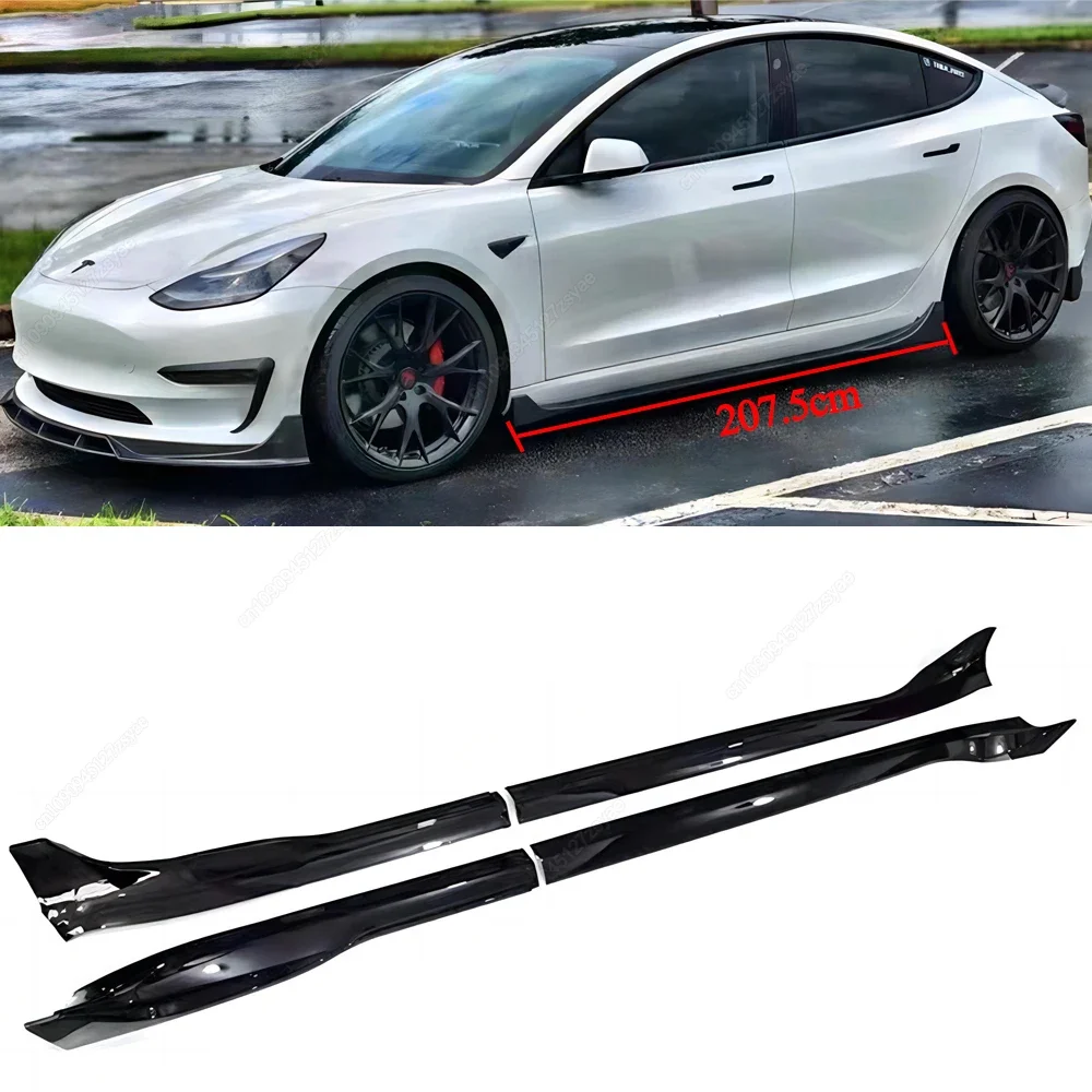 

207.5cm Car Side Skirt Splitter Diffuser Winglet Side Wing Bumper Lip For Tesla Model 3 2017-2023 Body Kit Protector Tuning ABS