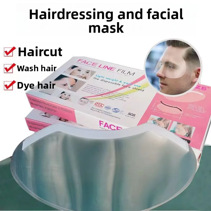 Disposable Transparent Face Shield Waterproof Bang Sticker Anti‑Broken Hair Face Cover Beauty Salon Hairdressing Protective Tool