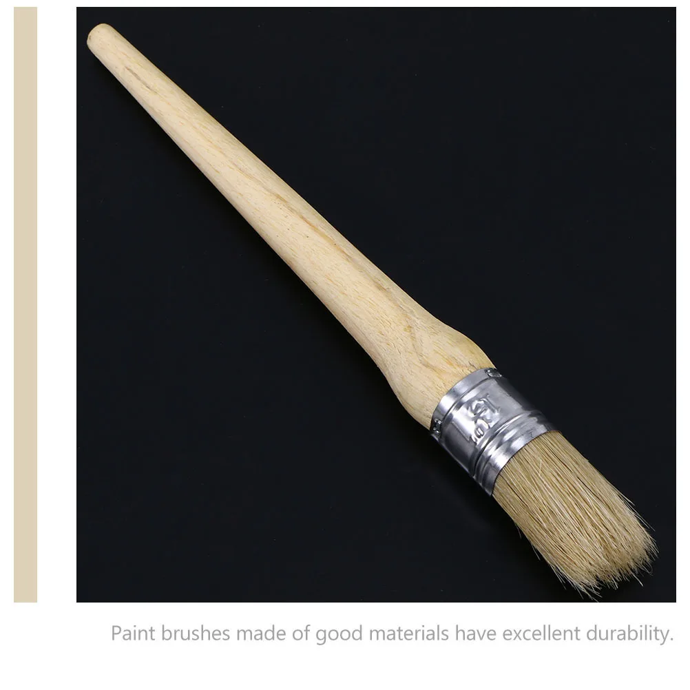 

2 pcs Round Head Paint Brush Wooden Handle Bristle Brush For Acrylic Oil Painting Varnishes Watercolor Artists Home Craft Art