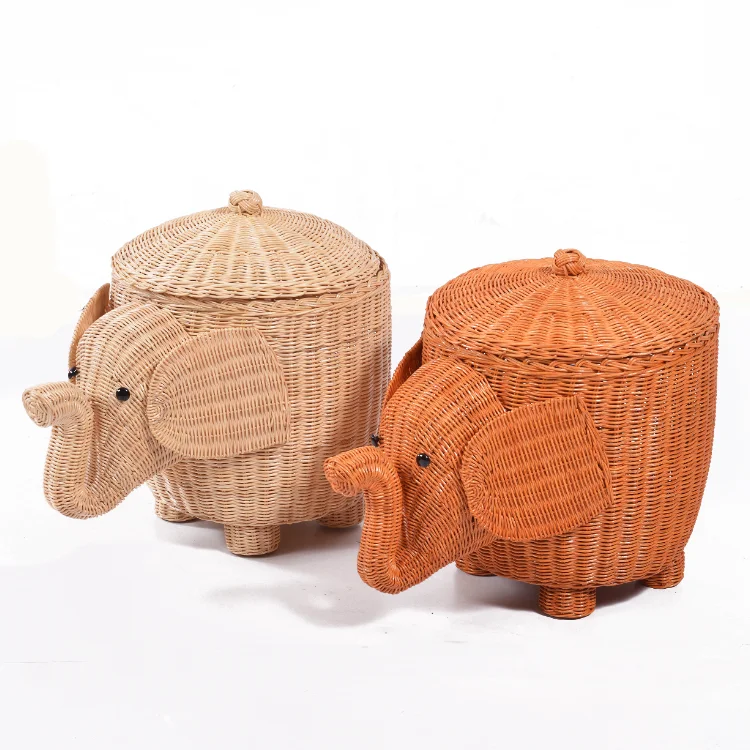 Rattan art towel storage basket handmade woven basket home dirty clothes sundries toy baby elephant basket