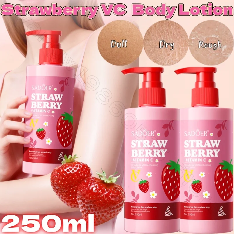 Strawberry VC Moisturizing Body Cream 250ml Autumn and Winter Deep Moisturizing and Brightening Body Cream To Prevent Dryness