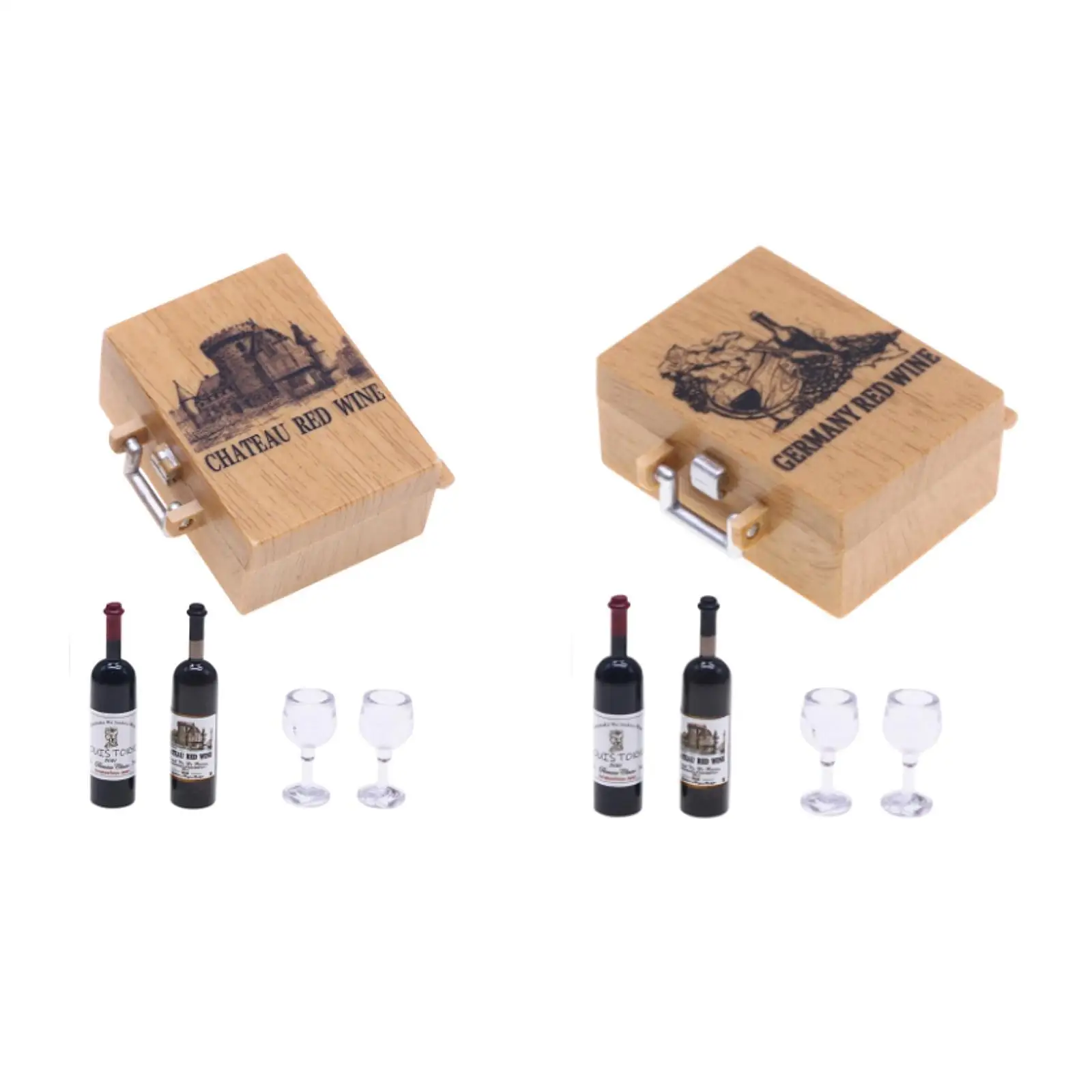 ขวดไวน์จิ๋ว เครื่องประดับ แก้วไวน์ เฟอร์นิเจอร์บ้านตุ๊กตา สำหรับเด็กและผู้ใหญ่ พร้อมกล่องเก็บของ อุปกรณ์ตกแต่งบ้านตุ๊กตาไวน์แดง