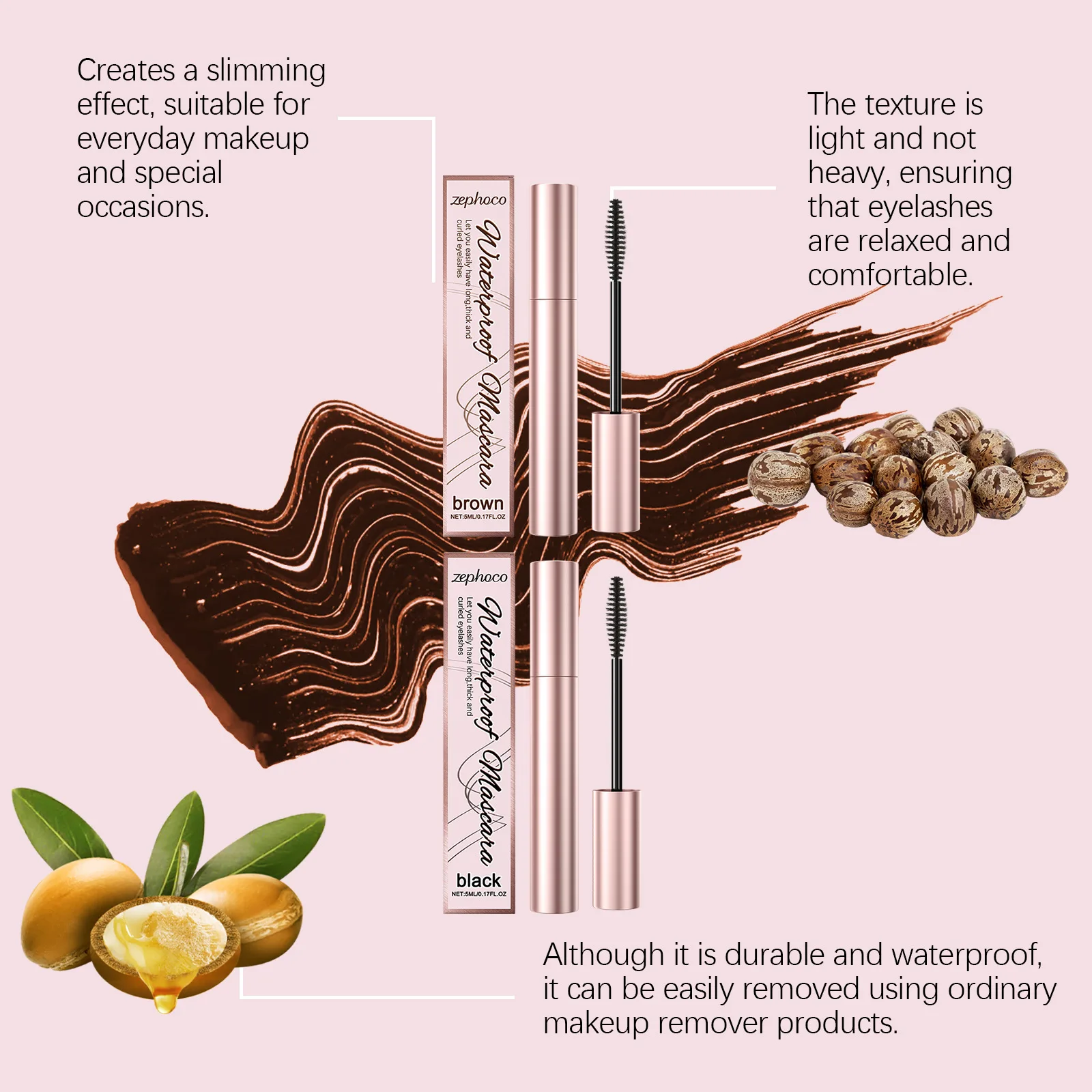 الشباك ماسكارا الرموش أسود بني أبيض طبيعي إطالة سميكة طويلة الأمد مقاوم للماء مقاوم للعرق أنابيب نحيلة ماسكارا #5