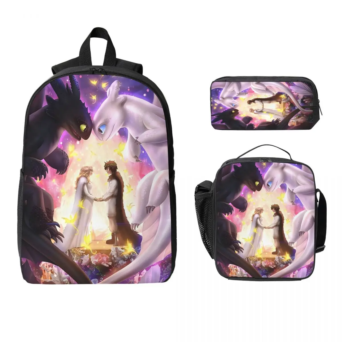 

How To Train Your Dragon Backpack Student Boy Girl BookBag School Bag Computer Shoulder Bags 3ps Insulated Lunch Bag Pencil Case