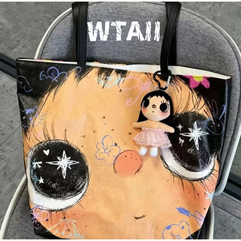 Star Eyes Cartoon Girl Print Umhängetasche, Damen-Einkaufstasche aus PVC mit großem Fassungsvermögen, leichte Einkaufstasche, Einkaufstasche für den Arbeitsweg – Detail 1