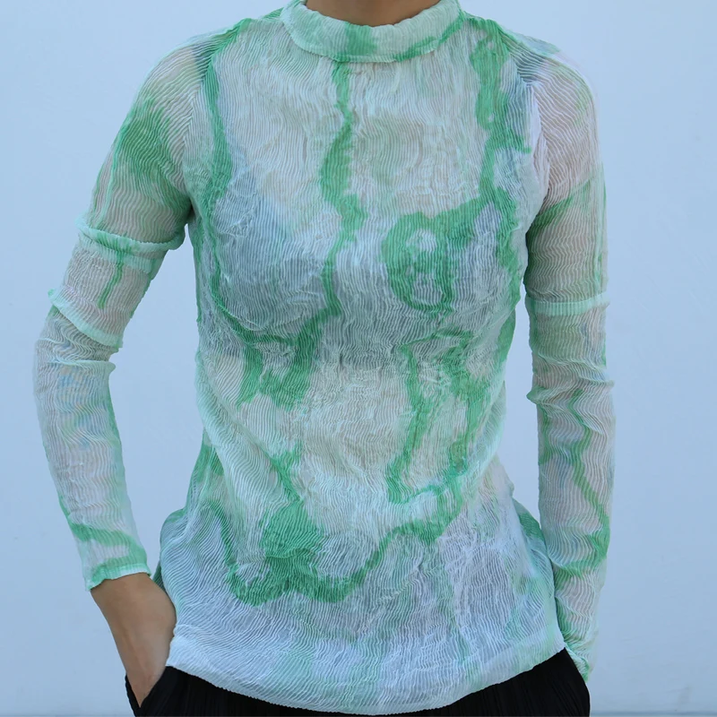 Printed Pleated Top for Miyake, Small Group Design