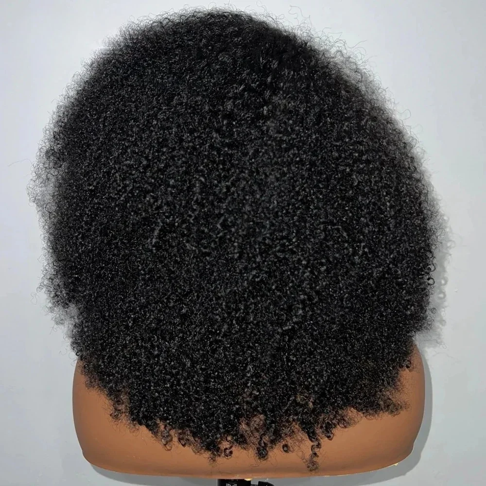 Soft Natural Black Glueless 180Density Short Bob Kinky Curly Deep Lace Front Wig For Women With Baby Hair Preplucked Daily