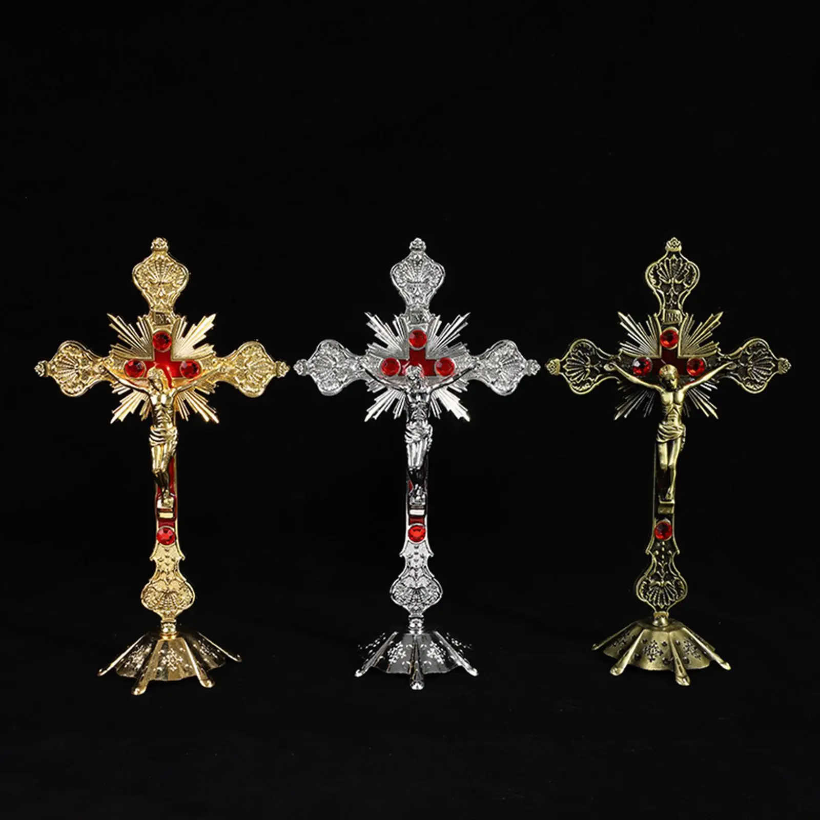 Church Relics Figurines Crucifix Jesus Christ On The Stand Cross Wall Crucifix Antique Home Chapel Decoration Prayer Crosses