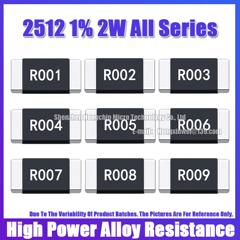 20PCS 2W Alloy Resistor R001 R002 R003 R004 R008 R009 R010 R012 R015 2512 1% R020 R025 R060 R070 R100 R120 R150 R300 6.4X3.2MM