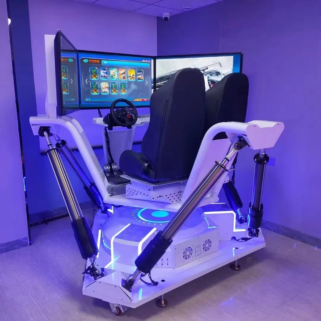 New Model 6DOF 3 Screen Racing Indoor Car Driving Simulator Speed VR Racing for Arcade Game Center Aluminum Metal Material